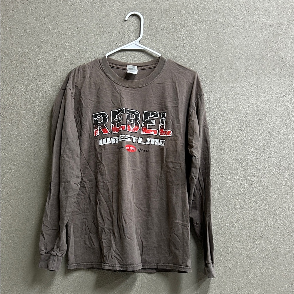 Gildan Brown Long Sleeve Graphic Tee